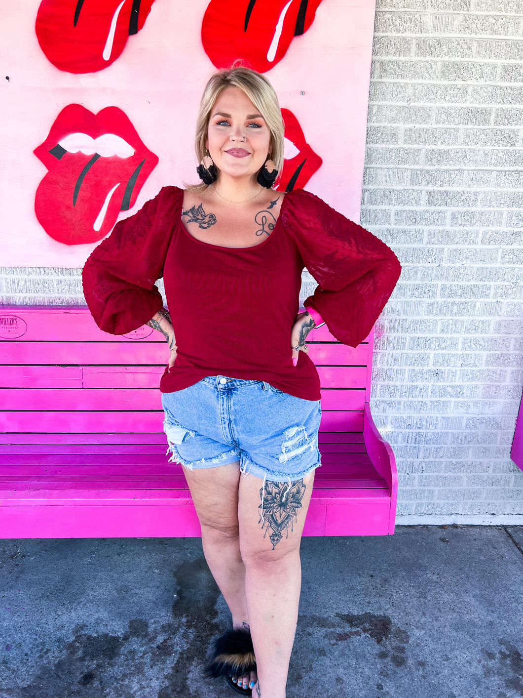 Maroon BTFBM Womens Top, 2XL