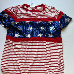 Red/White/Blue Pink Bulldog Womens Top, Large