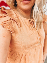 Load image into Gallery viewer, Linen Apricot Ruffle Dress
