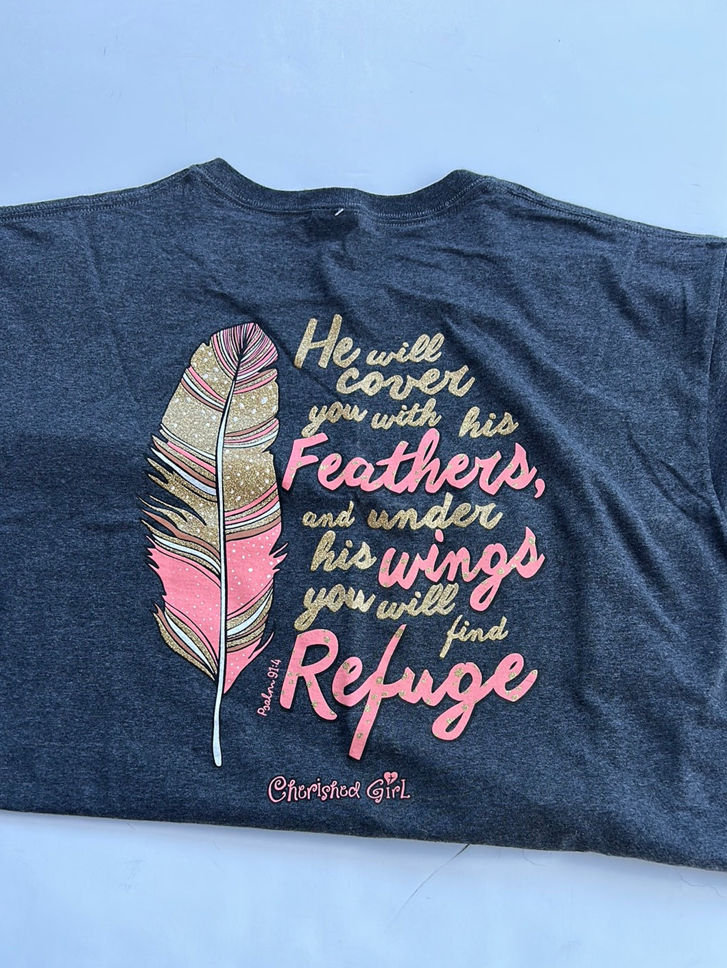 Gray cherished girl Womens Graphic Tee, Large