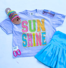 Load image into Gallery viewer, Lavender “Sunshine” printed Varsity patch crop
