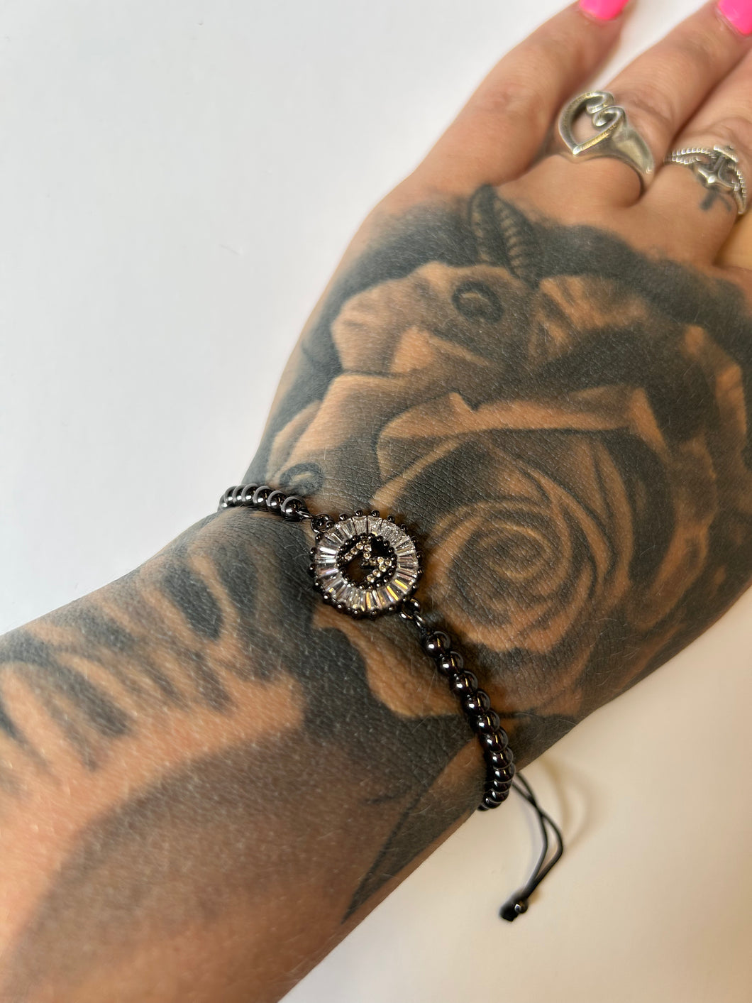 Black with M Pink Bulldog bracelet