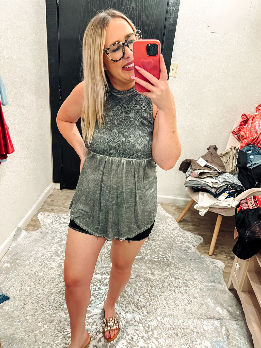 Gray miss chievous Womens Top, Medium