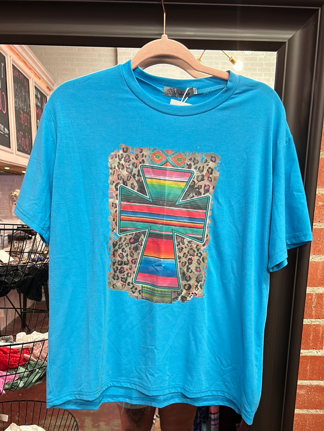 Blue Pink Bulldog Womens Graphic Tee, 2XL