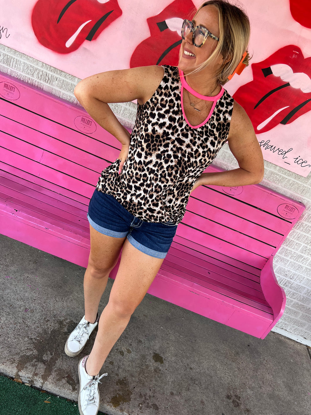 Leopard Lilypad Womens Tanks, Medium