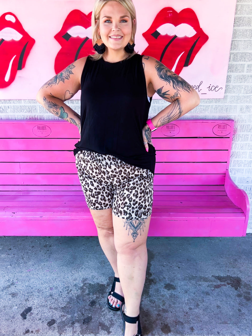 Leopard Turquoise Haven Shorts, XL