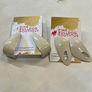 White Pink Bulldog Earrings