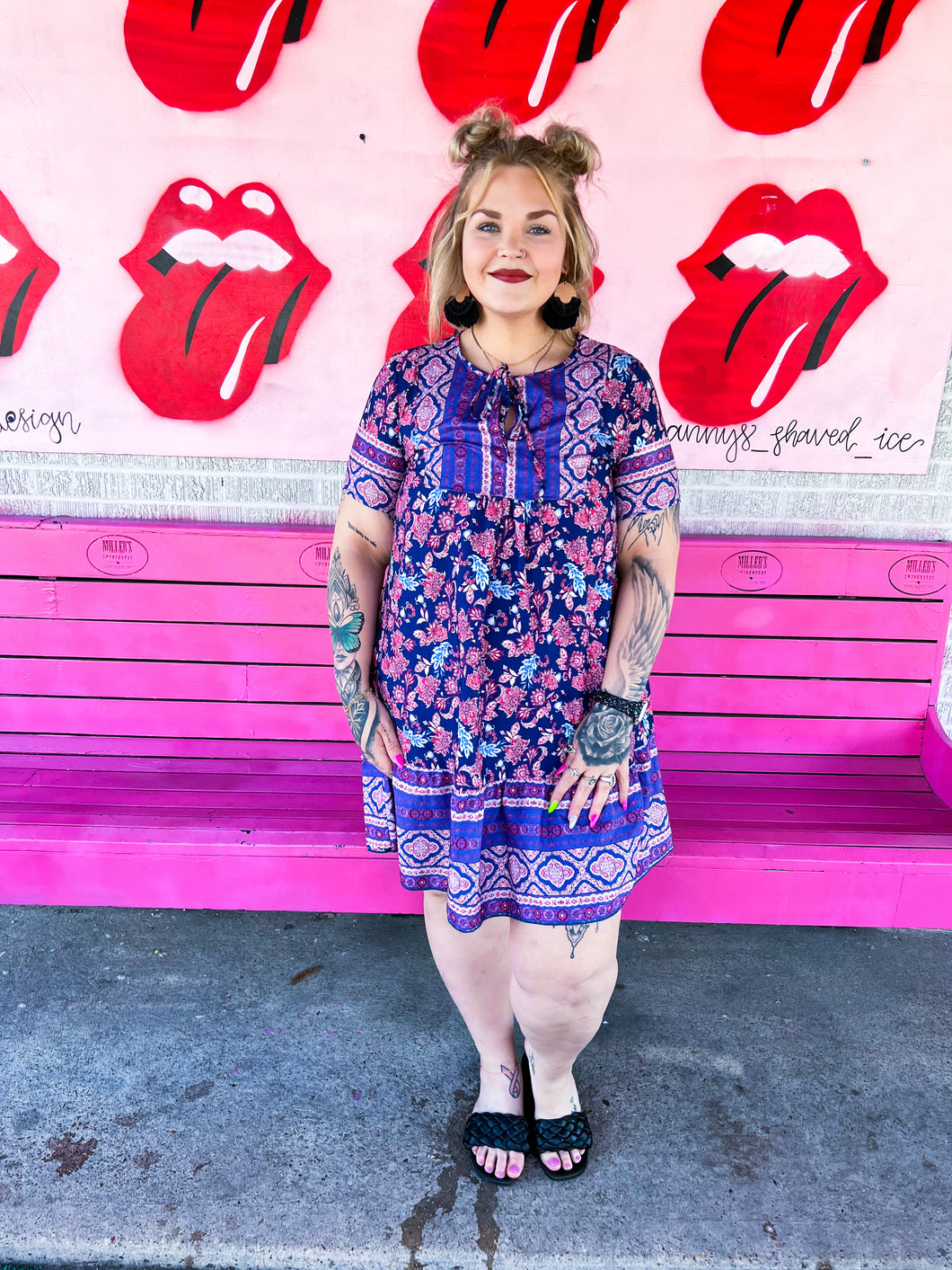 floral pink/blue Shein Womens Dress, Large