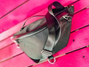 Black nylon bum bag