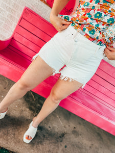 High-Rise Cross Over Shorts White