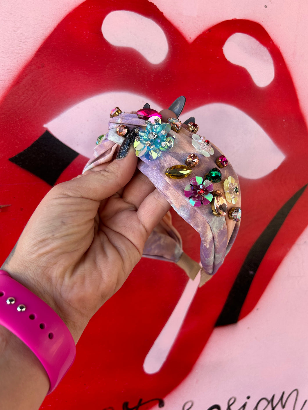 Lavender Pink Bulldog Headband