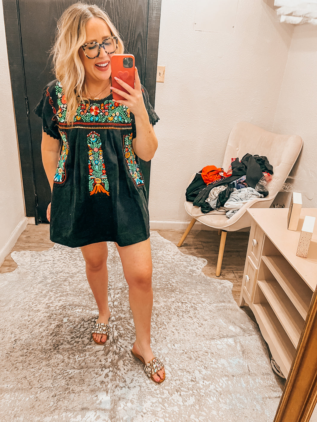 Black FLoral Pink Bulldog Womens Top, XL