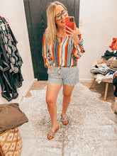 Load image into Gallery viewer, Blue/White Stripe Old Navy Shorts, 10
