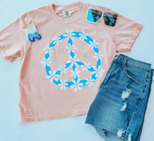 Load image into Gallery viewer, Peach Daisy Peace Sign Crop
