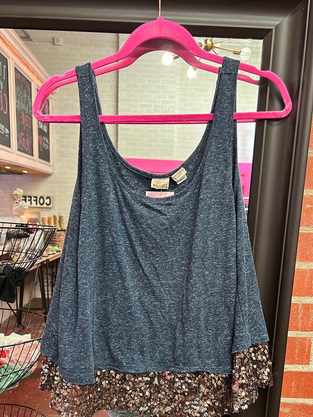 navy/sequin Mudd Womens Tanks, XL