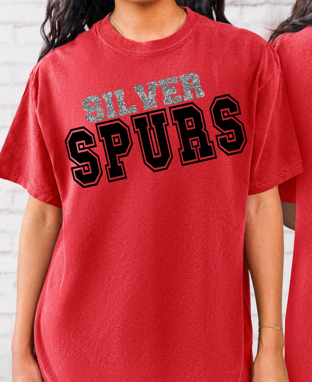 Silver Spurs Red Faux Glitter Tee