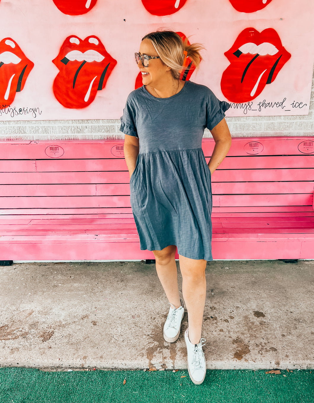 blue gray Time & True Womens Dress, Large