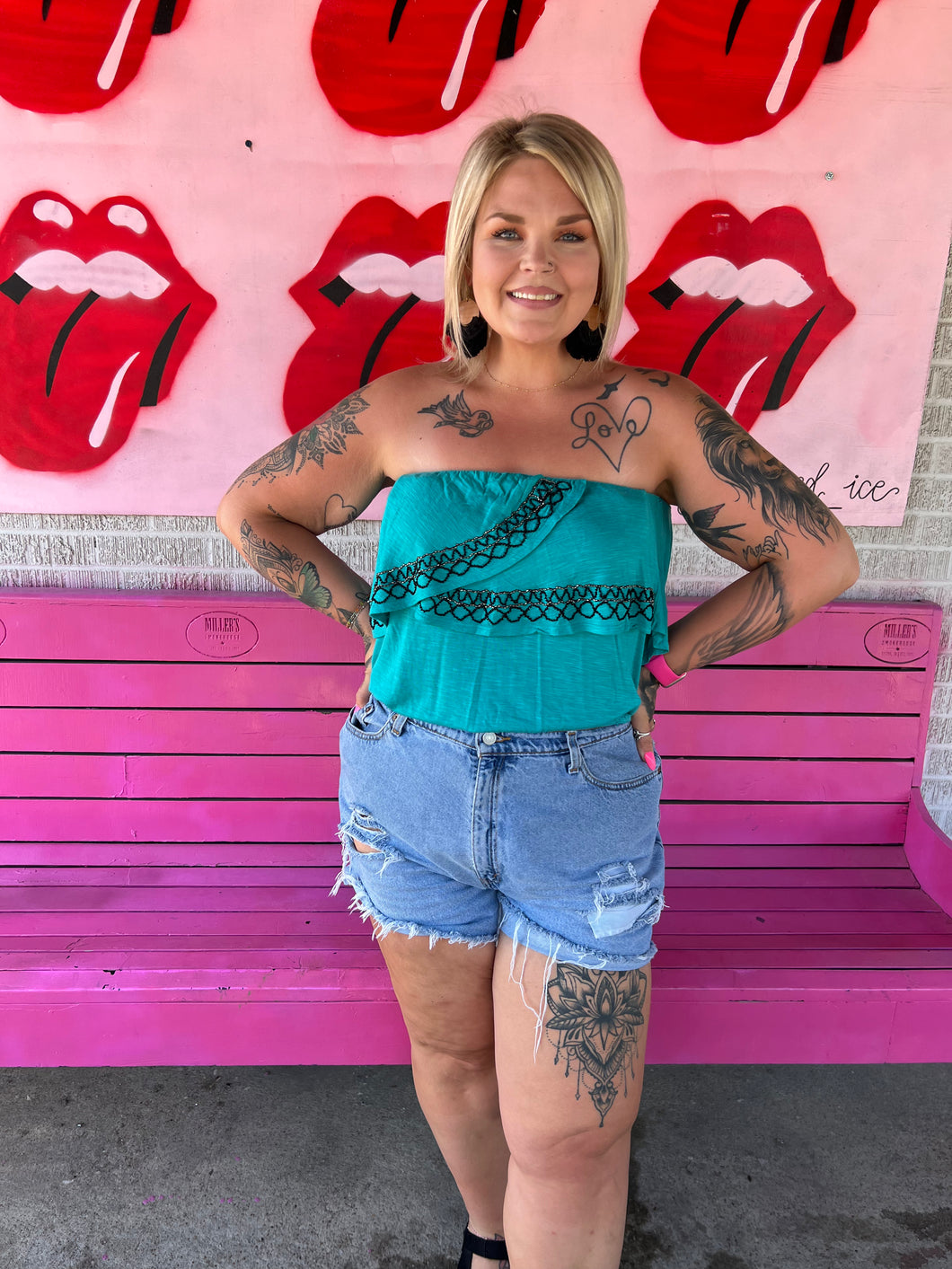 Teal Jessica Simpson Womens Top, XL