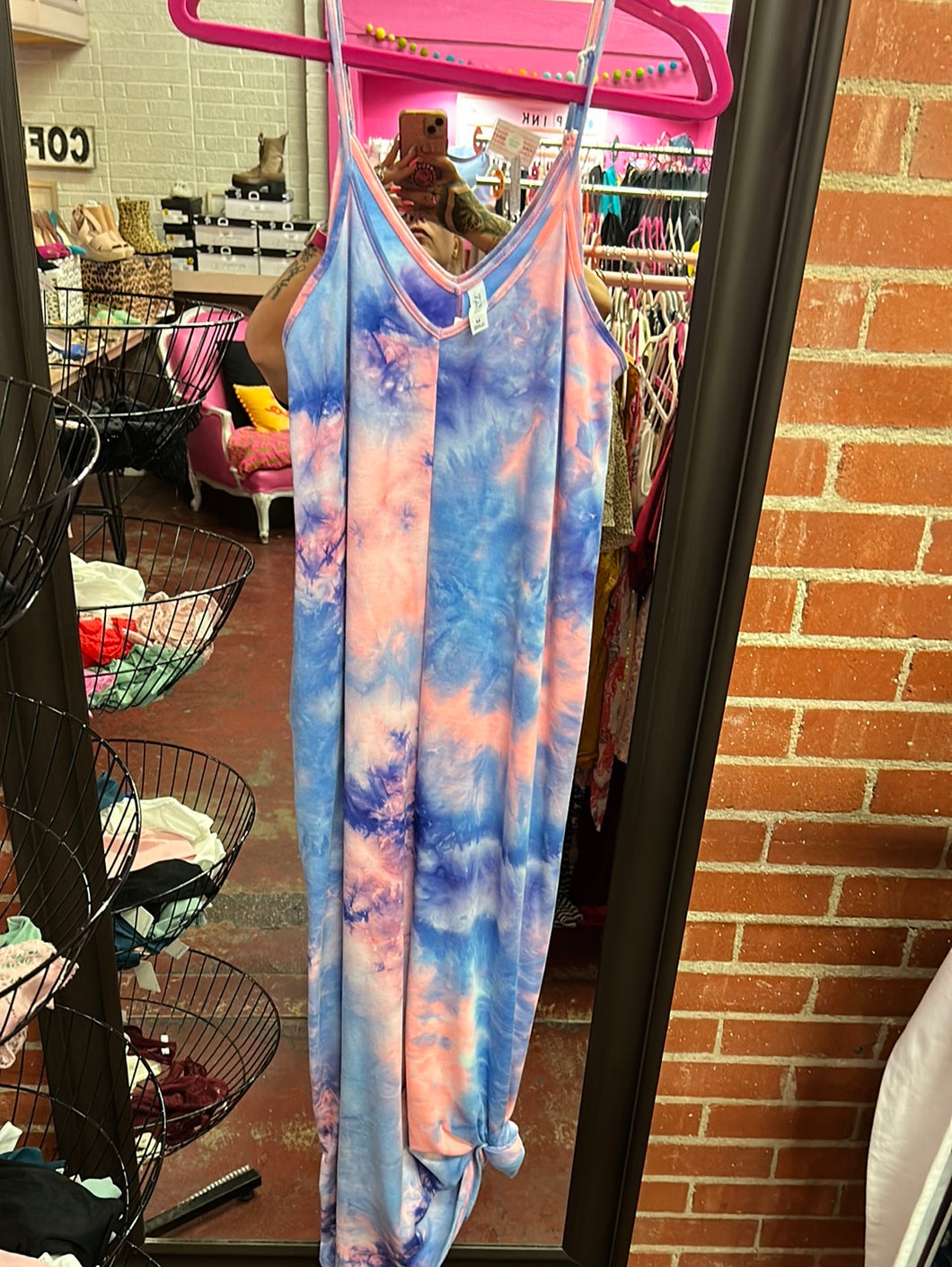 pink/blue Zenana Womens Dress, Medium