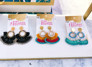 Circle beaded chandelier earrings