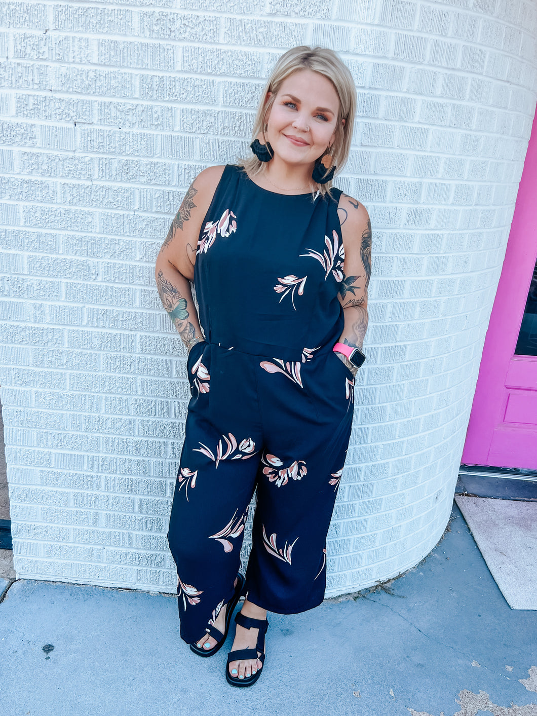 Black FLoral A New Day Romper, 2X