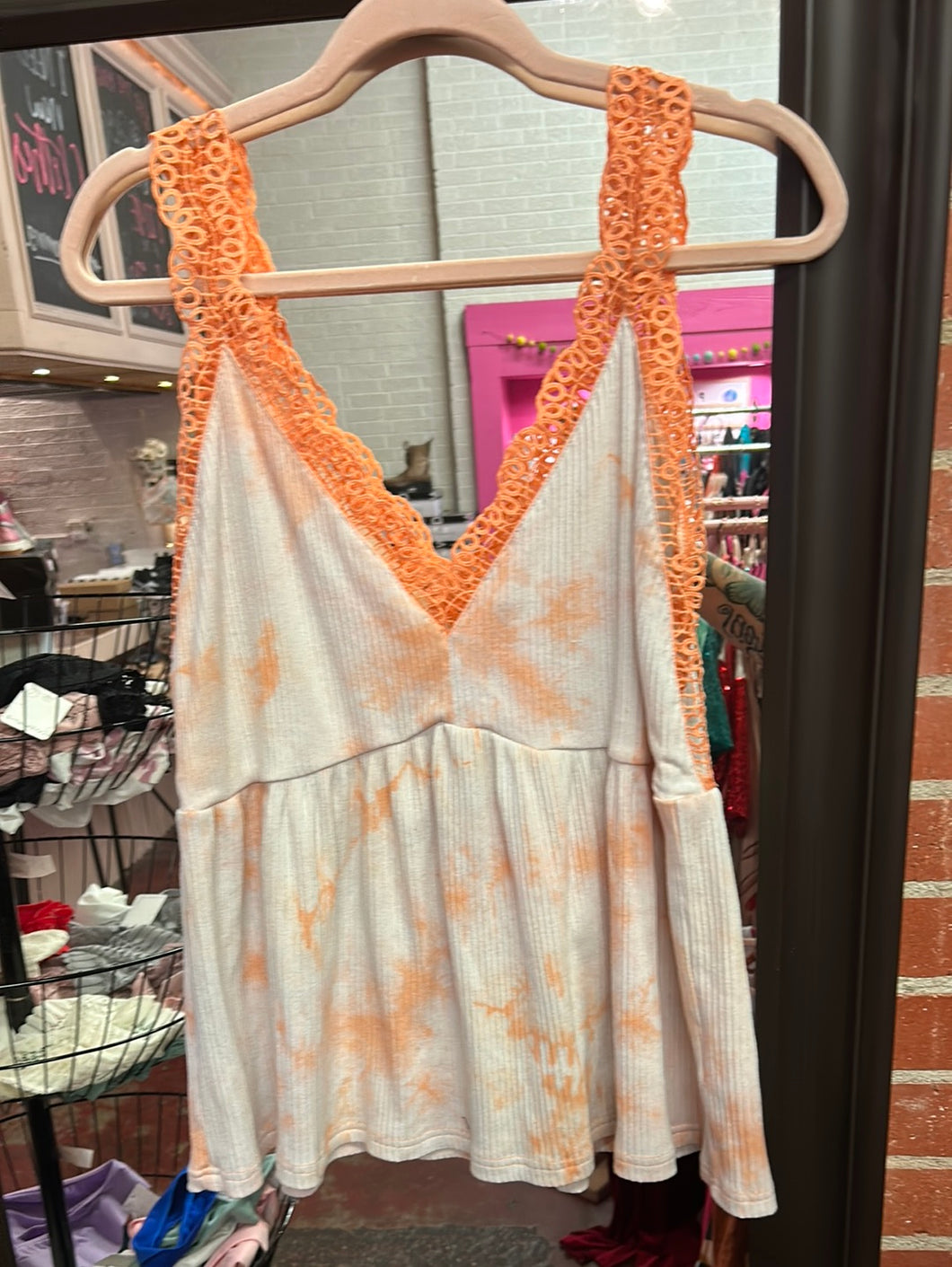 coral tie dye Umgee Womens Top, Large