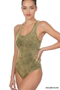Acid Wash Tank Racerback Bodysuit