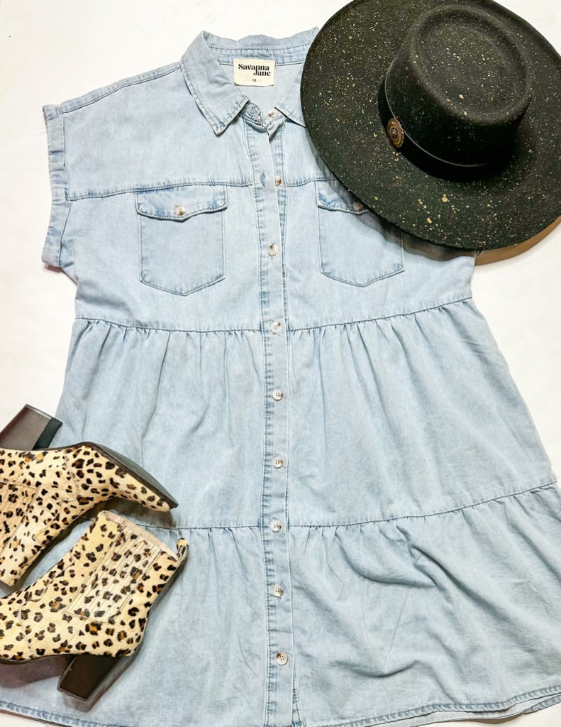 Denim Savanna Jane Womens Dress, 1XL