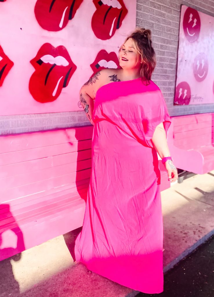 Pink Main Strip Womens Dress, 3XL