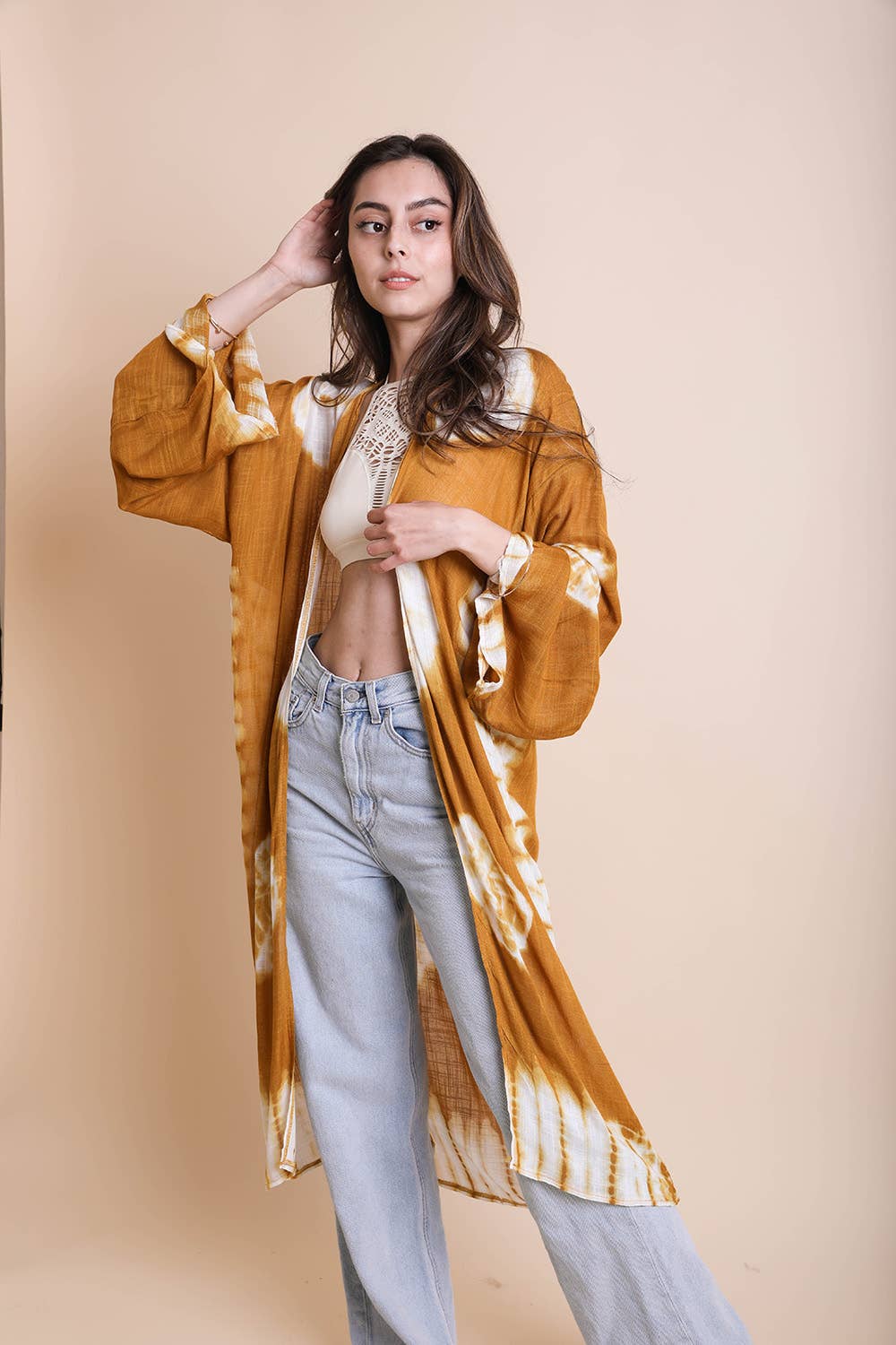 Leto Accessories - Tie-Dye Longline Kimono