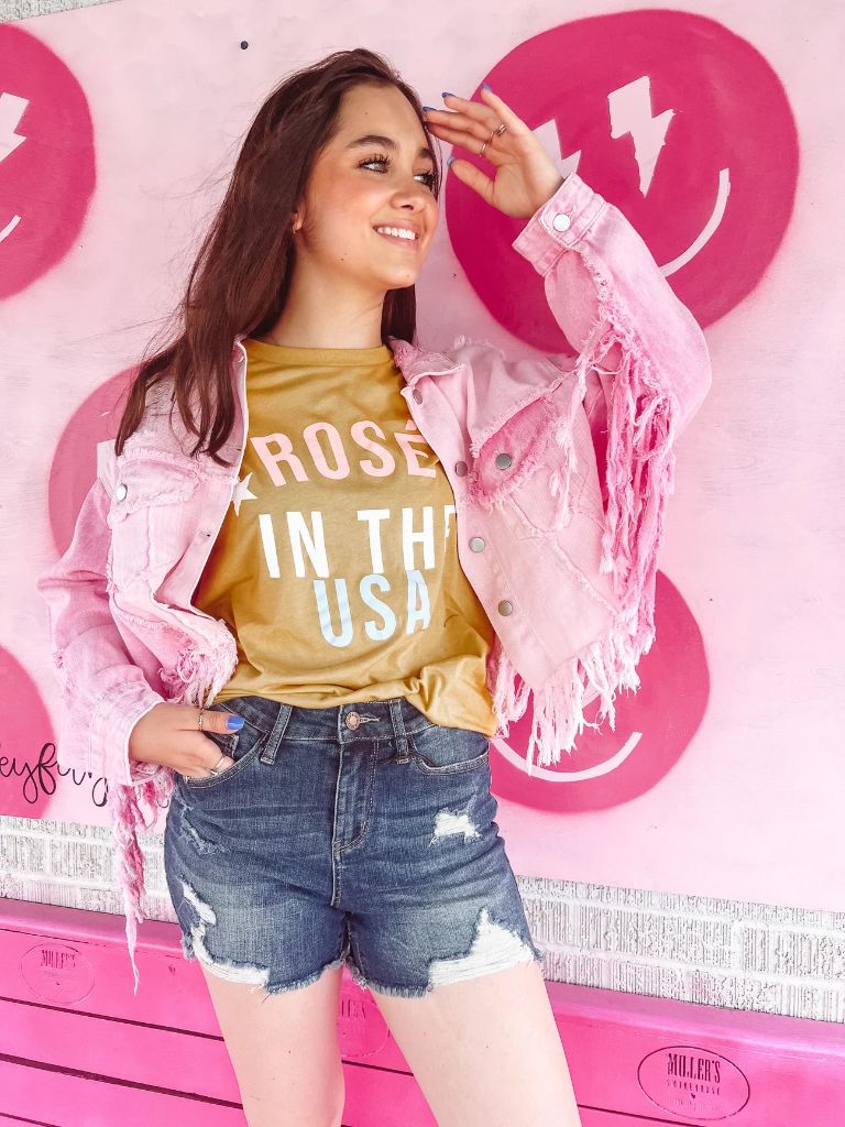 Mustard Pink Bulldog Womens Top, Small