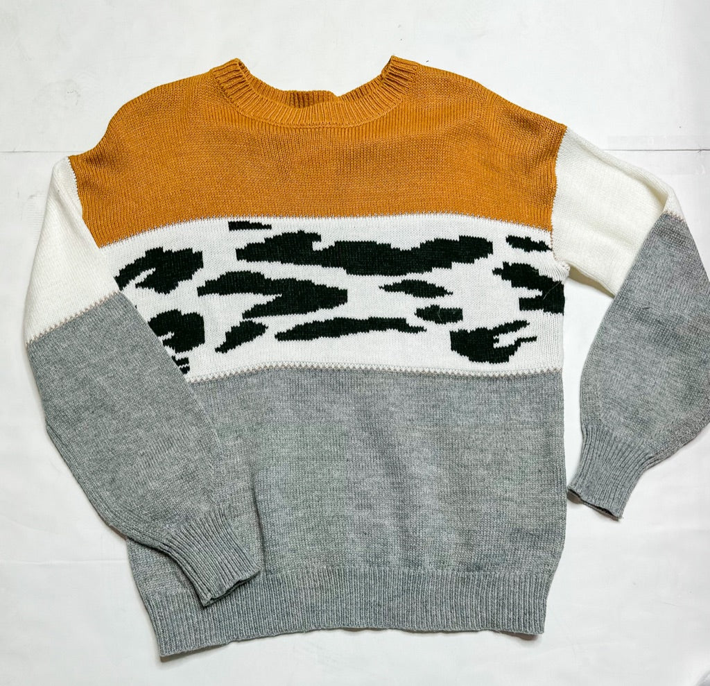 Leopard Wild Feathers Sweater, Small