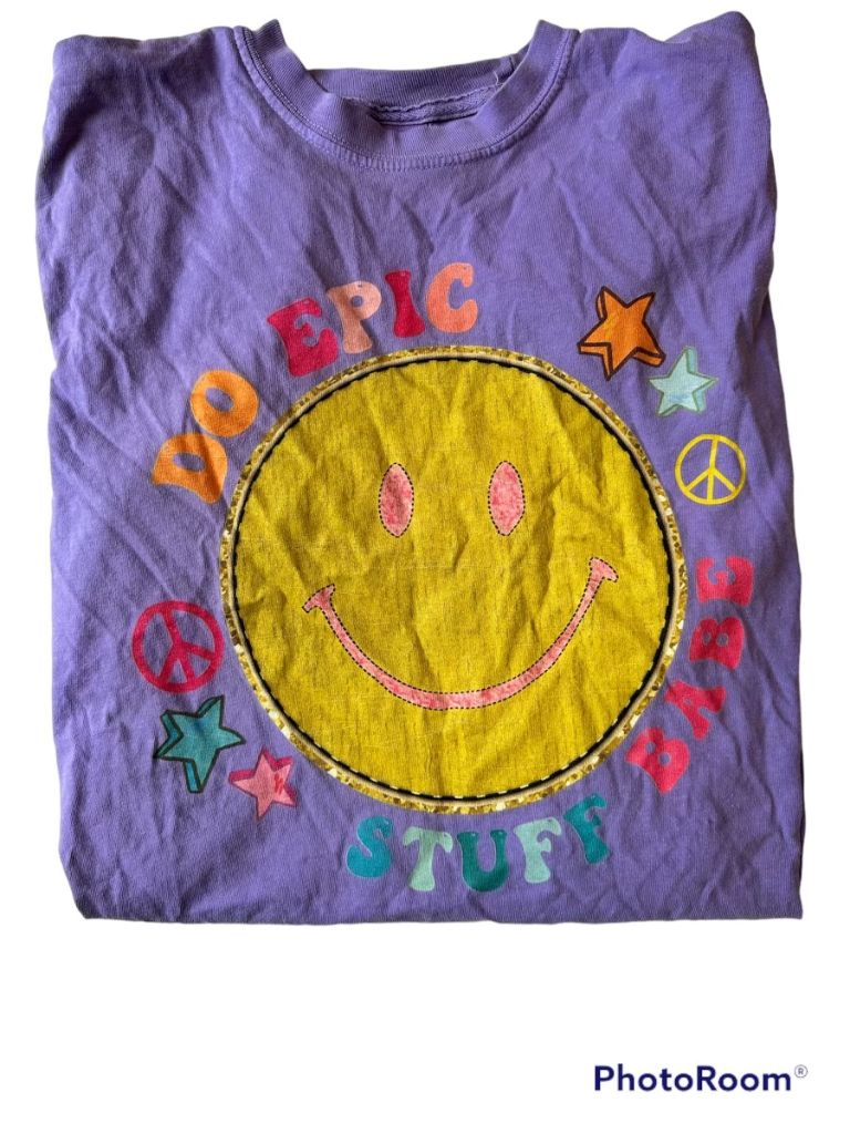 Purple Pink Bulldog Womens Top, Medium