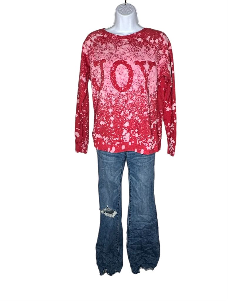 Red Pink Bulldog Sweatshirt, Small