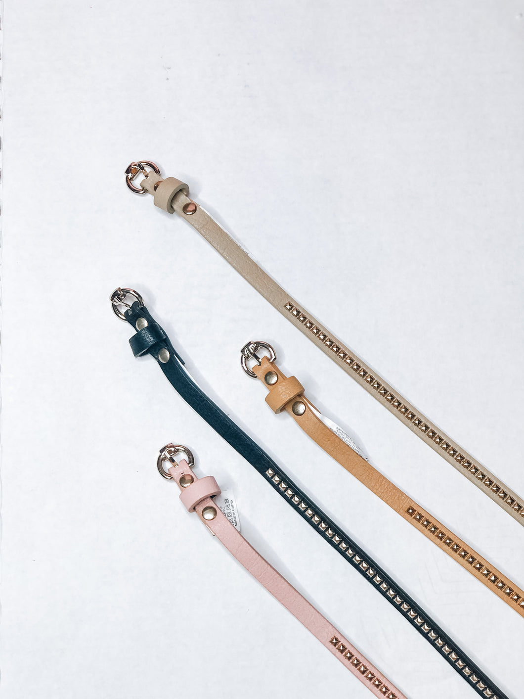 Leto Accessories - Single Row Stud Skinny Belt
