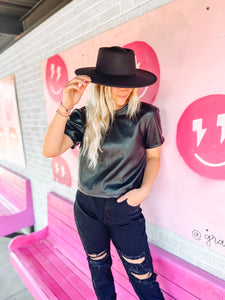 Leather crop top