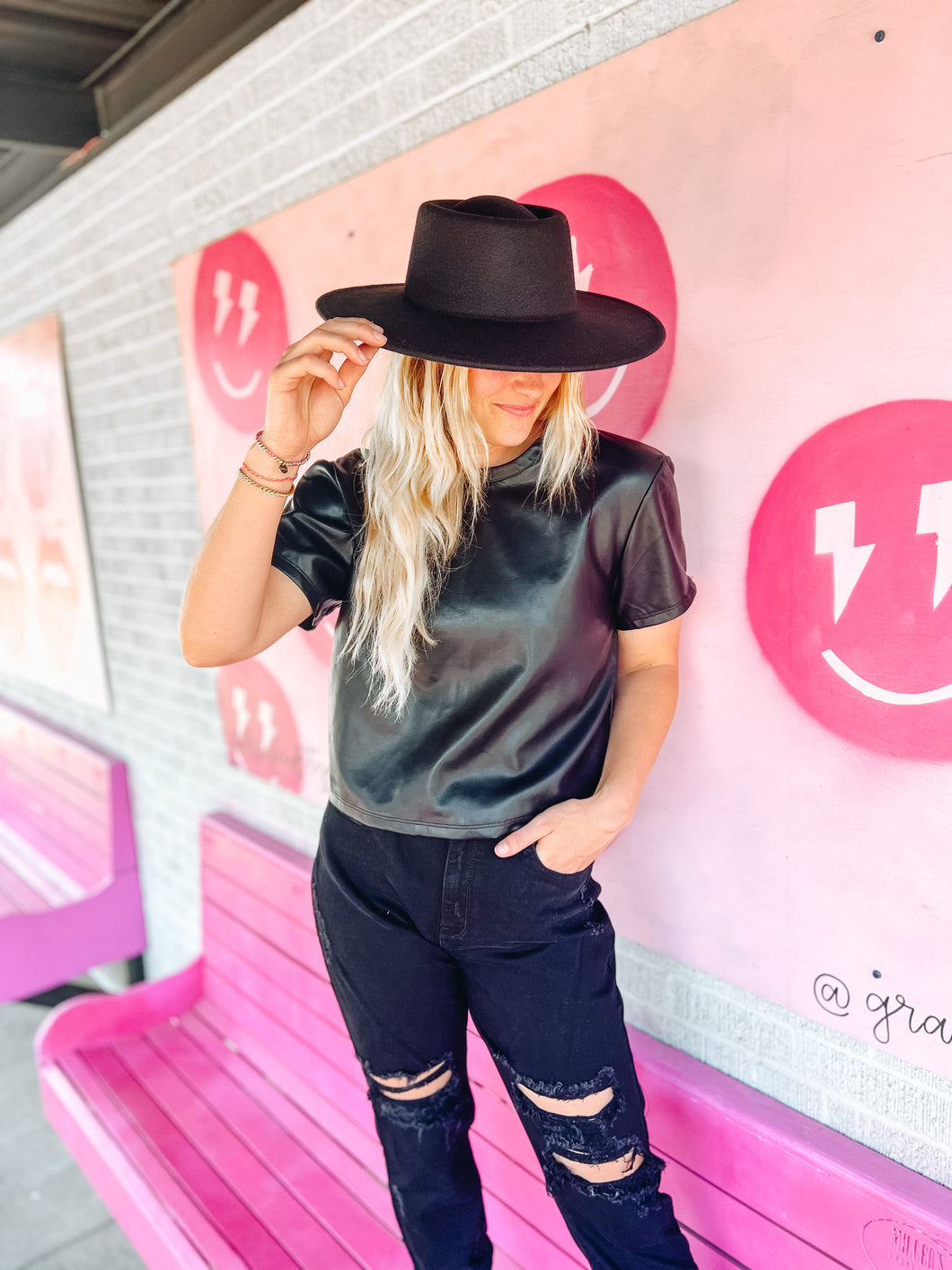 Leather crop top