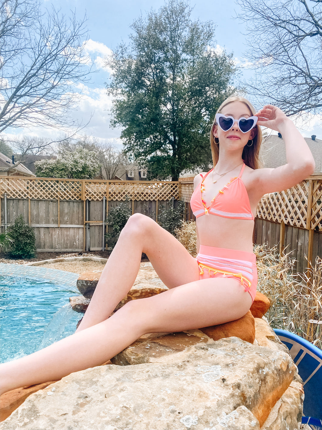 Stay Warm in Style - High Waisted Pom Pom Bikini