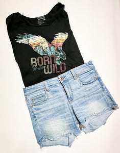 Black American Highway Womens Graphic Tee, Large