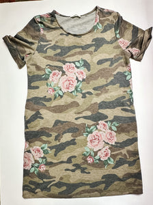 Camo with Roses First Love Womens Dress, Medium