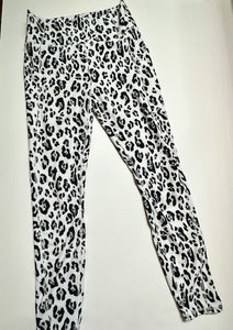 White and Black Leopard Fabletics Leggings, Large