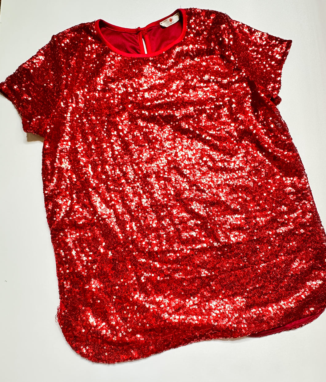 Red Sequin Axis Womens Top, Large