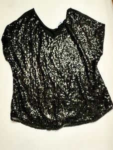 Black Sequin She and Sky Womens Top, Large