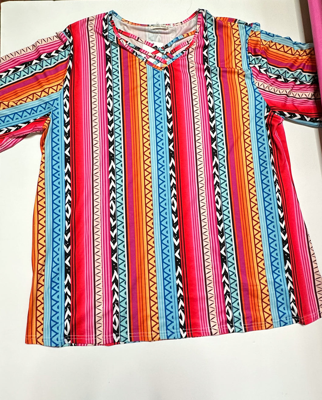 Multicolor aztec Southern Stitch Womens Top, 2X