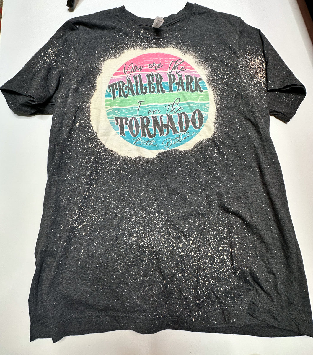 Gray Bleached Pink Bulldog Womens Graphic Tee, Large