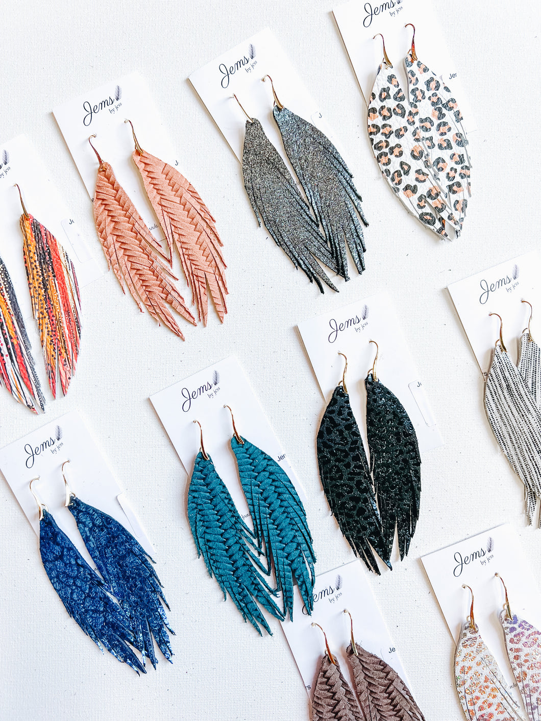 Jems by Jess Short Leather Feathers