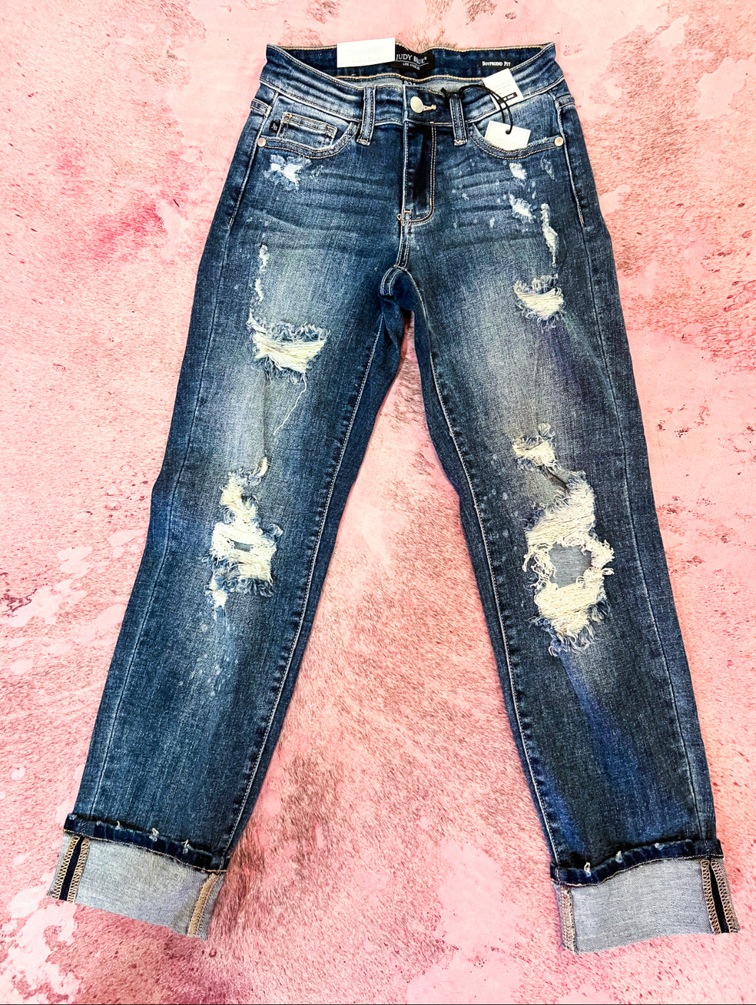 Judy Blue Mid-Rise Boyfriend Bleached Jeans 82363