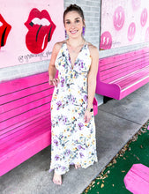 Load image into Gallery viewer, Purple floral crepe maxi dress
