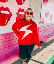 Load image into Gallery viewer, Red lightning bolt distressed sweater
