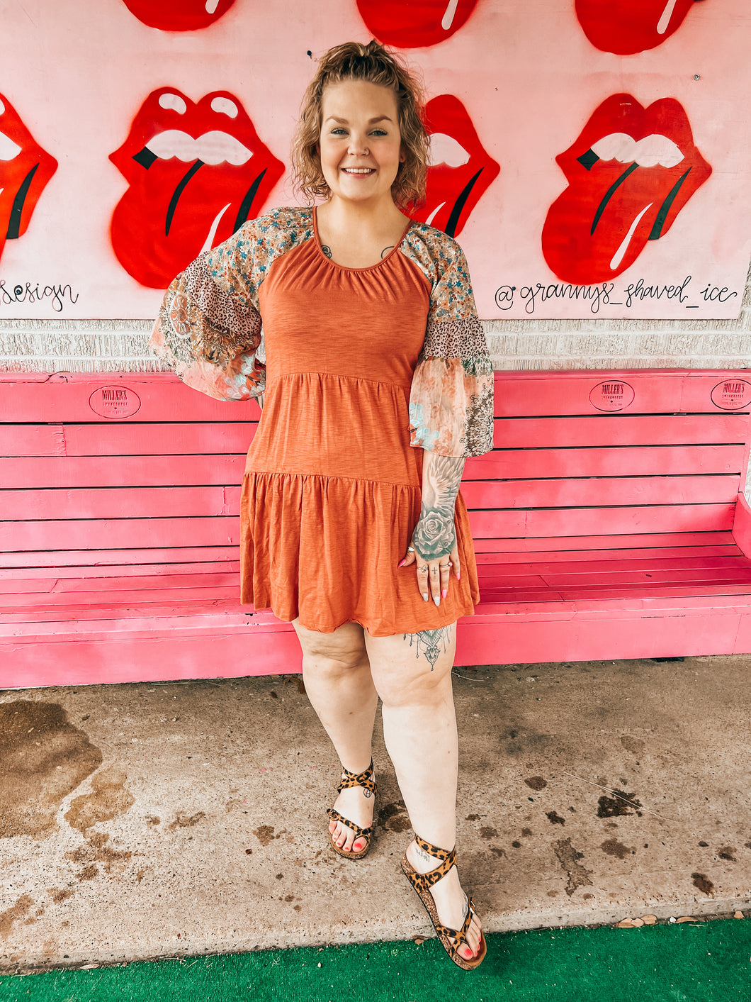 Coral Floral Umgee Womens Dress, Large